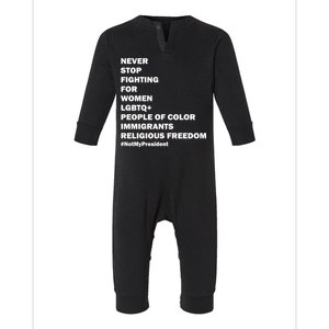 #NotMyPresident Not My President Quote Infant Fleece One Piece