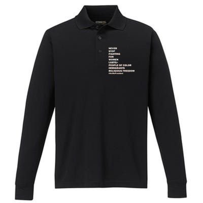 #NotMyPresident Not My President Quote Performance Long Sleeve Polo