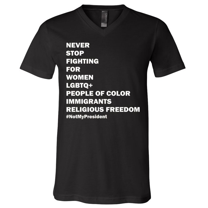 #NotMyPresident Not My President Quote V-Neck T-Shirt