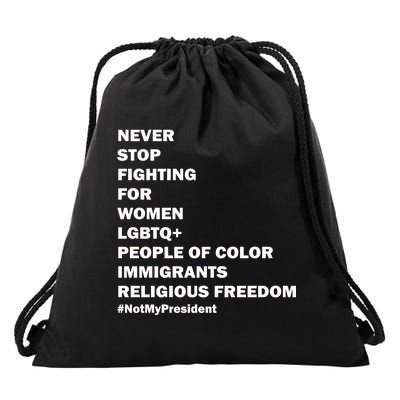 #NotMyPresident Not My President Quote Drawstring Bag