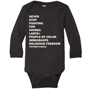 #NotMyPresident Not My President Quote Baby Long Sleeve Bodysuit