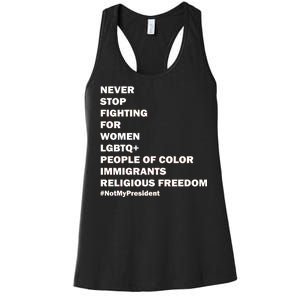 #NotMyPresident Not My President Quote Women's Racerback Tank