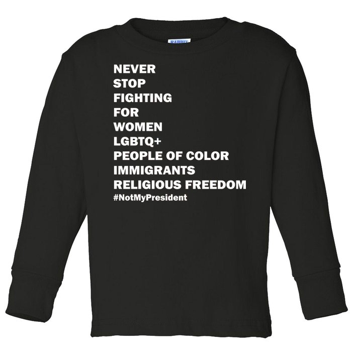 #NotMyPresident Not My President Quote Toddler Long Sleeve Shirt