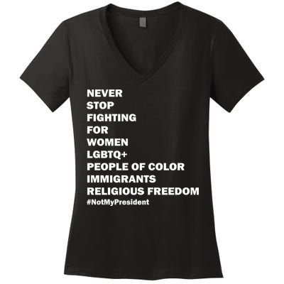 #NotMyPresident Not My President Quote Women's V-Neck T-Shirt
