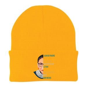 Notorious RBG Ask No Favors Quote Knit Cap Winter Beanie