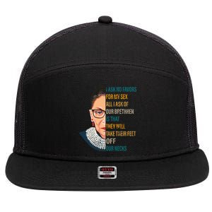 Notorious RBG Ask No Favors Quote 7 Panel Mesh Trucker Snapback Hat