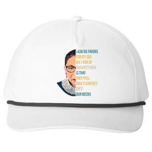 Notorious RBG Ask No Favors Quote Snapback Five-Panel Rope Hat