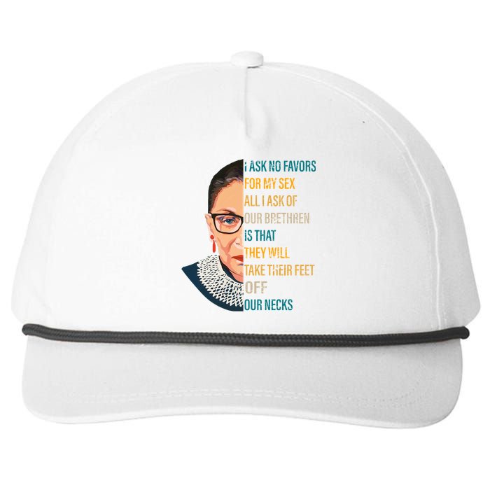 Notorious RBG Ask No Favors Quote Snapback Five-Panel Rope Hat