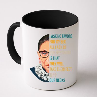 Notorious RBG Ask No Favors Quote Mug