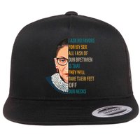 Notorious RBG Ask No Favors Quote Flat Bill Trucker Hat