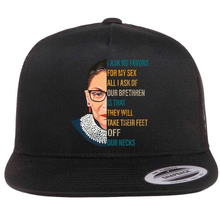 Notorious RBG Ask No Favors Quote Flat Bill Trucker Hat