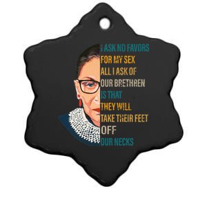 Notorious RBG Ask No Favors Quote Ceramic Star Ornament