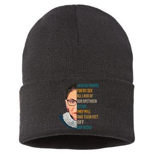 Notorious RBG Ask No Favors Quote Sustainable Knit Beanie