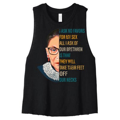 Notorious RBG Ask No Favors Quote Women's Racerback Cropped Tank