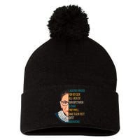 Notorious RBG Ask No Favors Quote Pom Pom 12in Knit Beanie