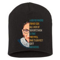 Notorious RBG Ask No Favors Quote Short Acrylic Beanie