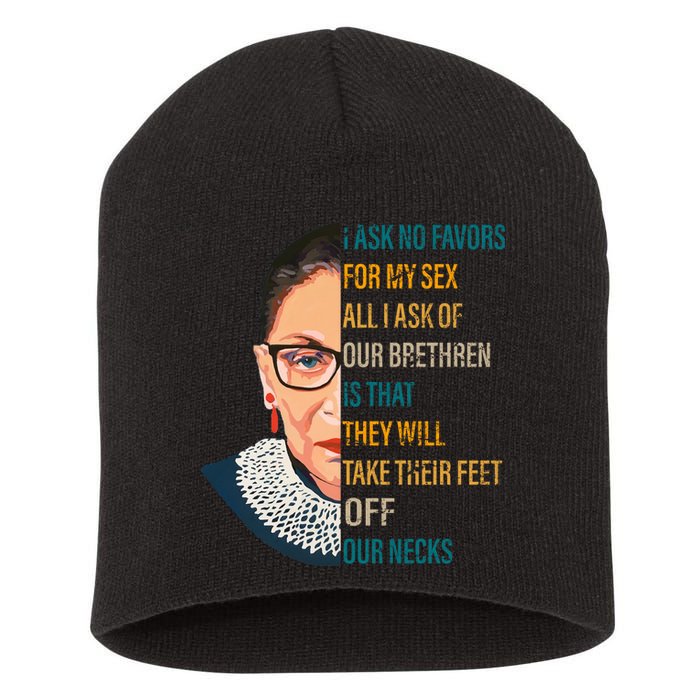 Notorious RBG Ask No Favors Quote Short Acrylic Beanie