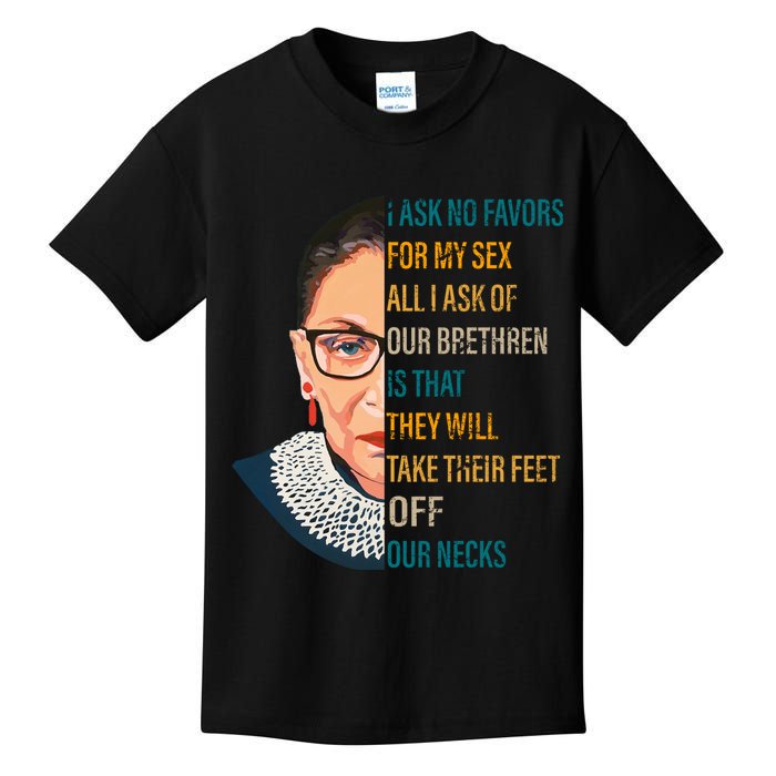 Notorious RBG Ask No Favors Quote Kids T-Shirt