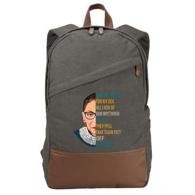 Notorious RBG Ask No Favors Quote Cotton Canvas Backpack