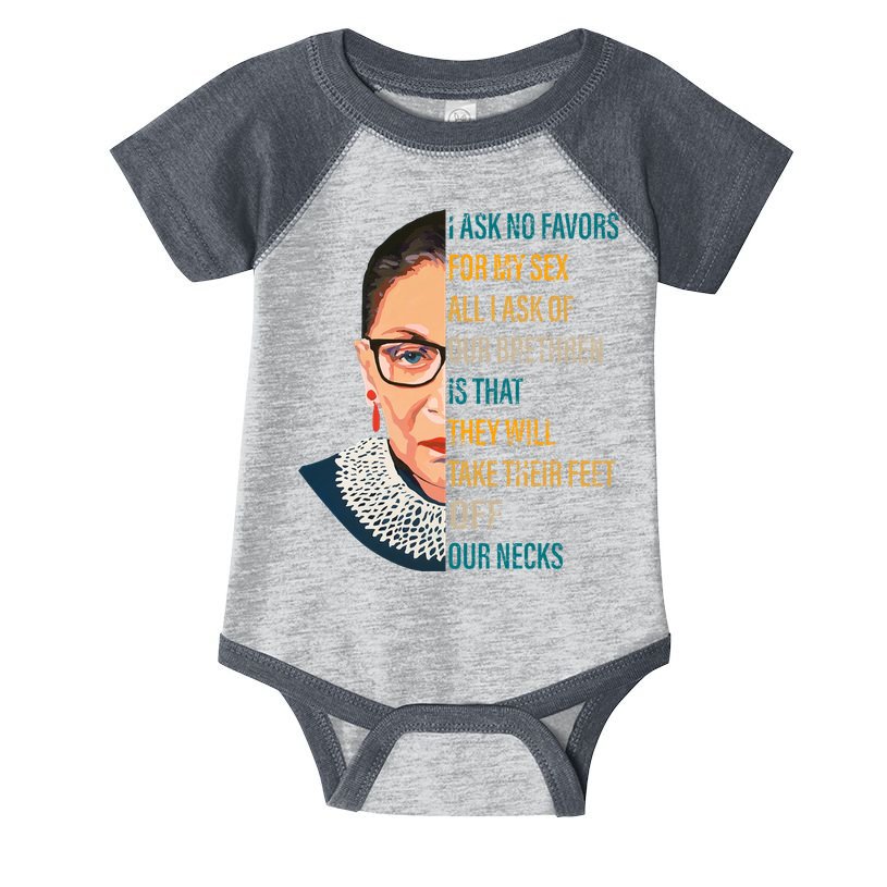 Notorious RBG Ask No Favors Quote Infant Baby Jersey Bodysuit