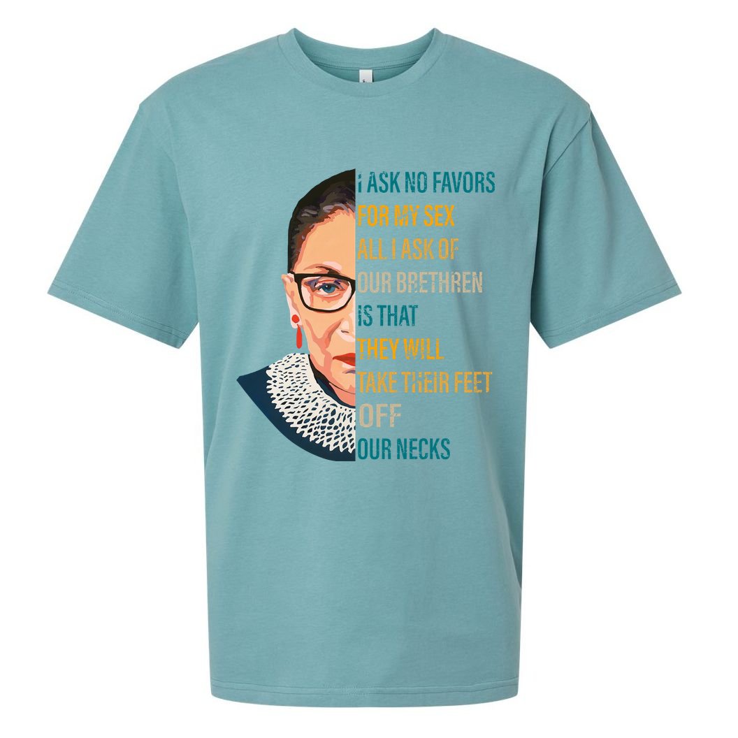 Notorious RBG Ask No Favors Quote Sueded Cloud Jersey T-Shirt