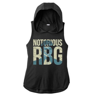 Notorious RBG Blue Logo Ladies PosiCharge Tri-Blend Wicking Draft Hoodie Tank