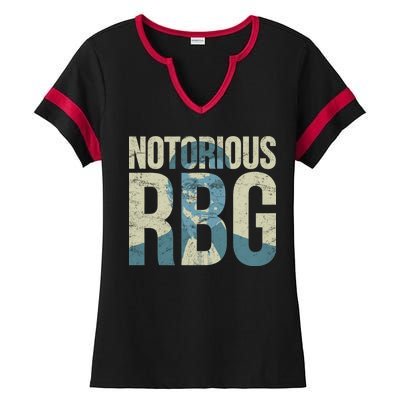 Notorious RBG Blue Logo Ladies Halftime Notch Neck Tee