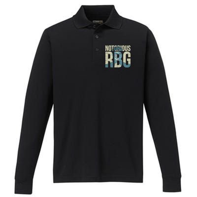 Notorious RBG Blue Logo Performance Long Sleeve Polo