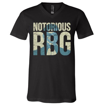 Notorious RBG Blue Logo V-Neck T-Shirt