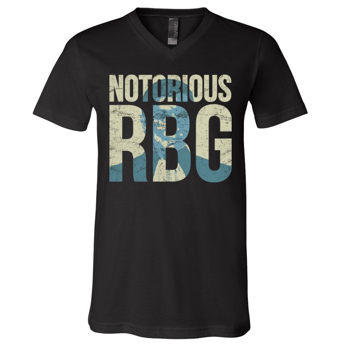 Notorious RBG Blue Logo V-Neck T-Shirt