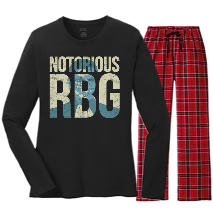 Notorious RBG Blue Logo Women's Long Sleeve Flannel Pajama Set 