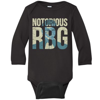 Notorious RBG Blue Logo Baby Long Sleeve Bodysuit