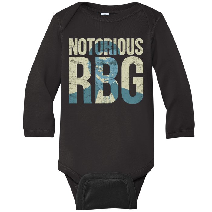 Notorious RBG Blue Logo Baby Long Sleeve Bodysuit