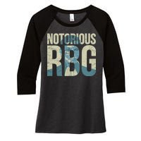 Notorious RBG Blue Logo Women's Tri-Blend 3/4-Sleeve Raglan Shirt