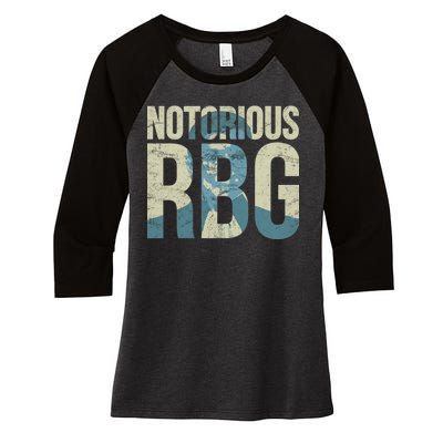 Notorious RBG Blue Logo Women's Tri-Blend 3/4-Sleeve Raglan Shirt