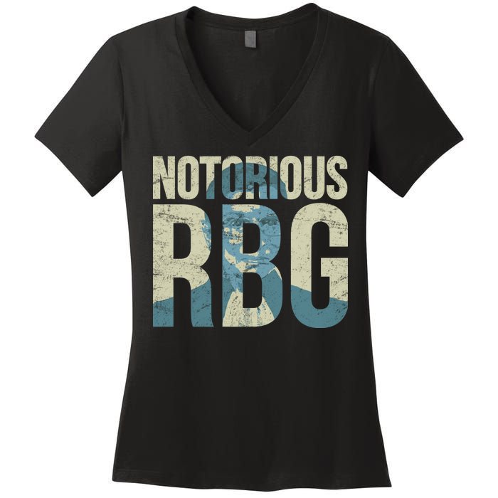 Notorious RBG Blue Logo Women's V-Neck T-Shirt