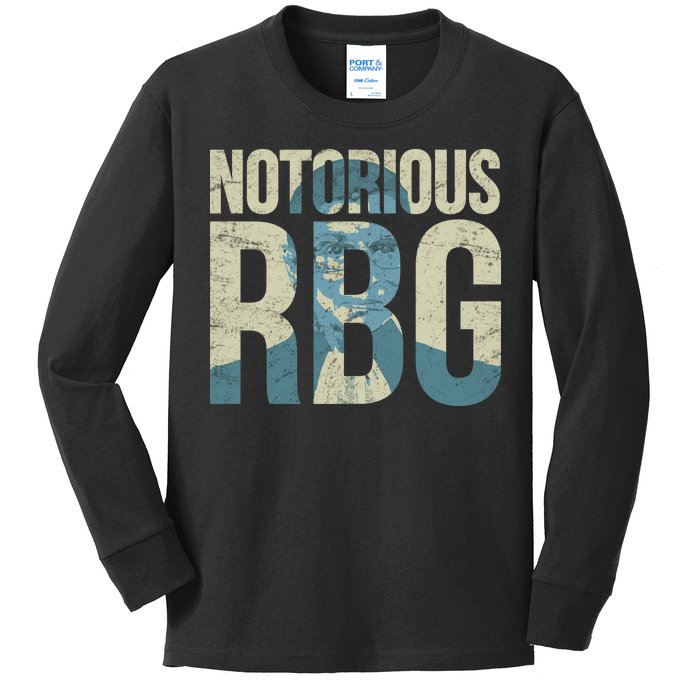 Notorious RBG Blue Logo Kids Long Sleeve Shirt