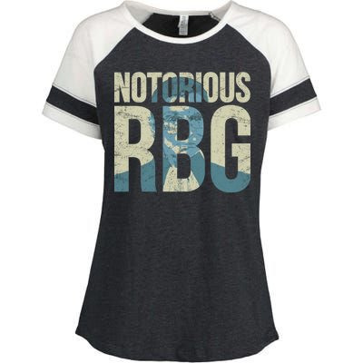 Notorious RBG Blue Logo Enza Ladies Jersey Colorblock Tee