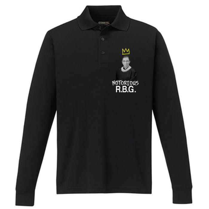 Notorious RBG Crown Ruth Bader Ginsburg Performance Long Sleeve Polo