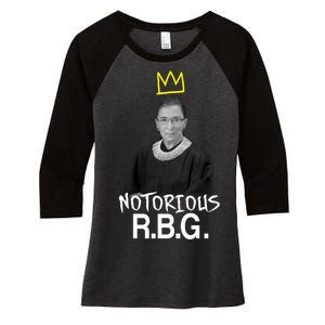 Notorious RBG Crown Ruth Bader Ginsburg Women's Tri-Blend 3/4-Sleeve Raglan Shirt