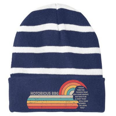 Notorious RBG Fight Quote Ruth Bader Ginsburg Tribute Striped Beanie with Solid Band