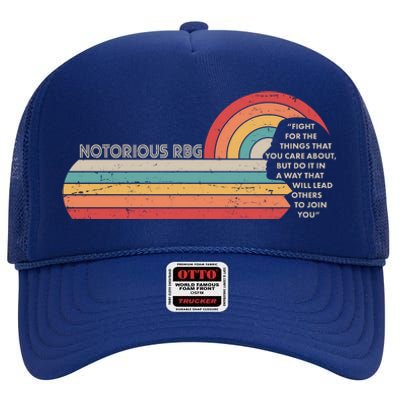 Notorious RBG Fight Quote Ruth Bader Ginsburg Tribute High Crown Mesh Back Trucker Hat