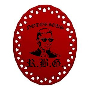 Notorious RBG Gangster Sunglasses Ceramic Oval Ornament