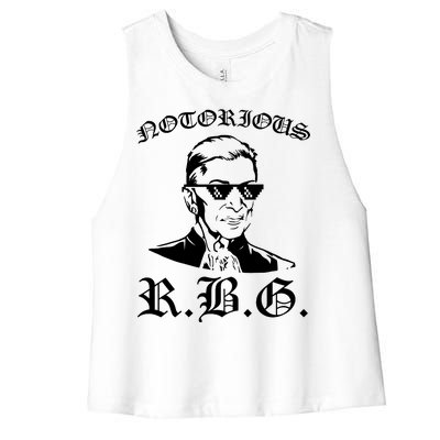 Notorious RBG Gangster Sunglasses Women's Racerback Cropped Tank