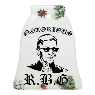 Notorious RBG Gangster Sunglasses Ceramic Bell Ornament