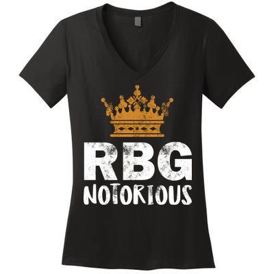 Notorious RBG Ginsburg Vintage Crown Women's V-Neck T-Shirt