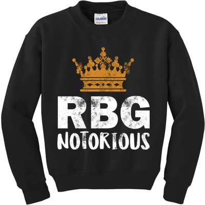 Notorious RBG Ginsburg Vintage Crown Kids Sweatshirt