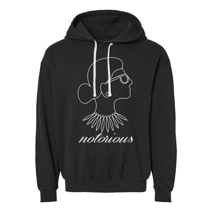 Notorious RBG Line Portrait Ruth Bader Ginsburg Garment-Dyed Fleece Hoodie