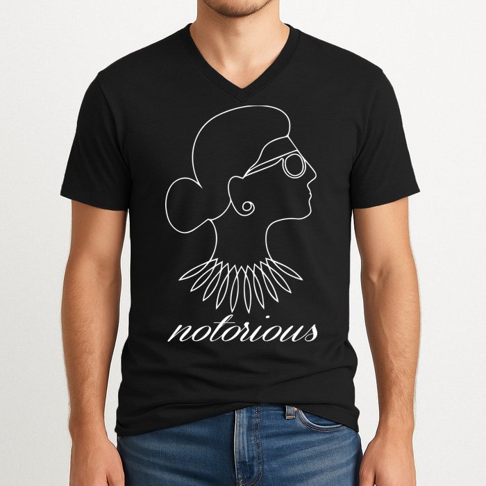 Notorious RBG Line Portrait Ruth Bader Ginsburg V-Neck T-Shirt