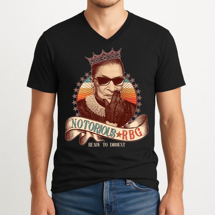 Notorious RBG Ready To Dissent Ruth Bader Ginsburg V-Neck T-Shirt